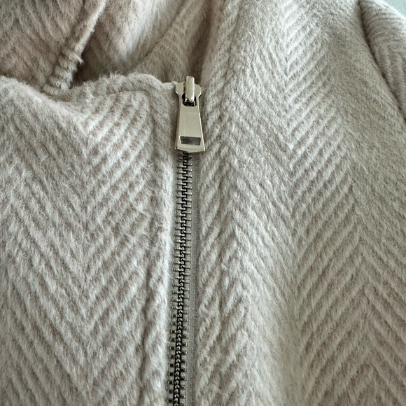 Loft Herringbone Cream Moto Pea Wool Winter Coat size Medium. Good condition - Picture 12 of 14